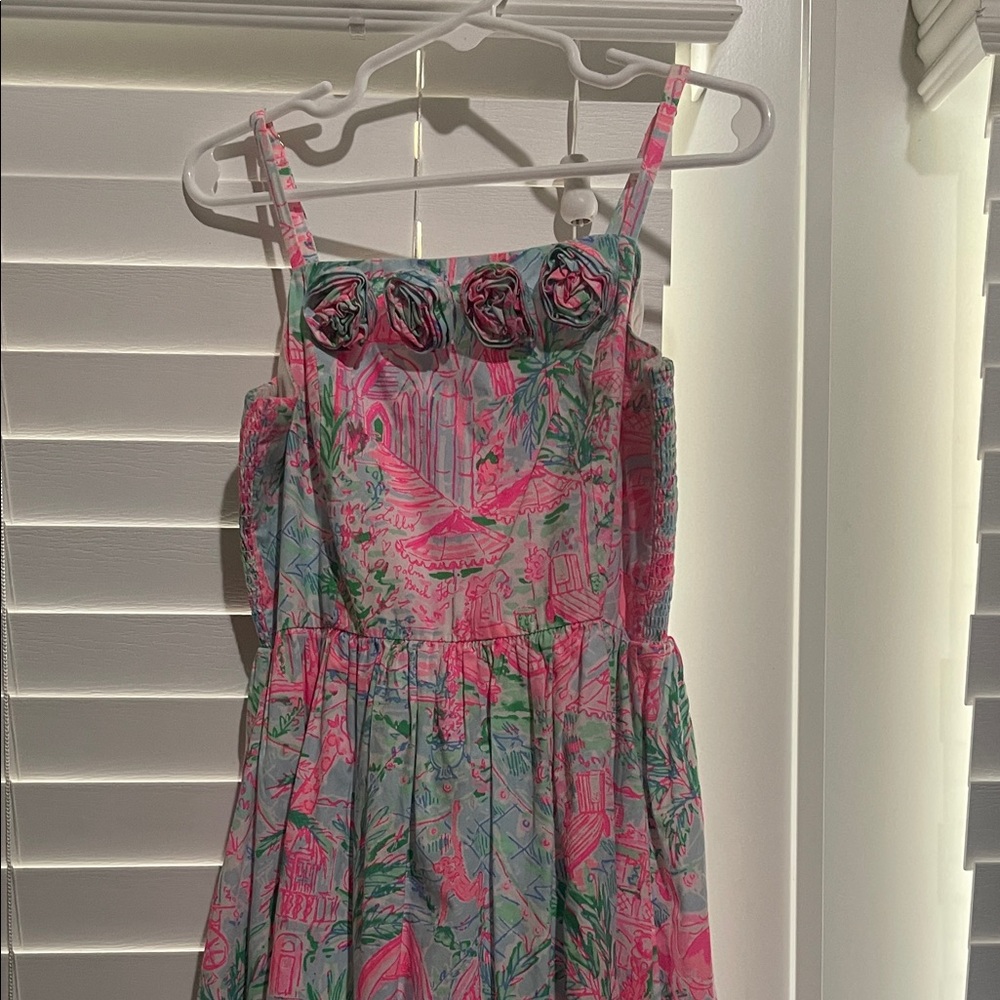 Lilly Pulitzer Pink and Green Floral Kids Dress Spotted on Worth Bellamy